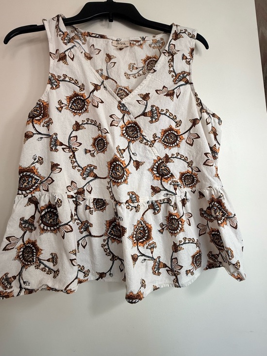 a.n.a Tops - a.n.a Floral Cotton Peplum Top Sleeveless Boho Medium